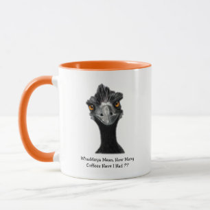 Emu: Funny, Humour: Too Many Coffees: Art Mug