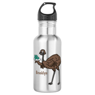 Emu with eggs cartoon illustration 532 ml water bottle