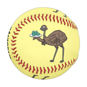 Emu with eggs cartoon illustration baseball