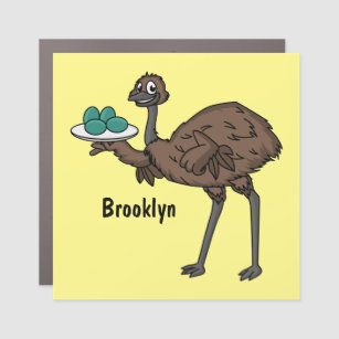 Emu with eggs cartoon illustration car magnet
