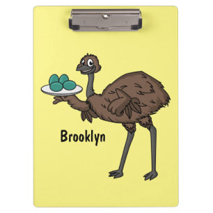 Emu with eggs cartoon illustration clipboard