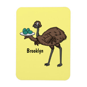 Emu with eggs cartoon illustration magnet