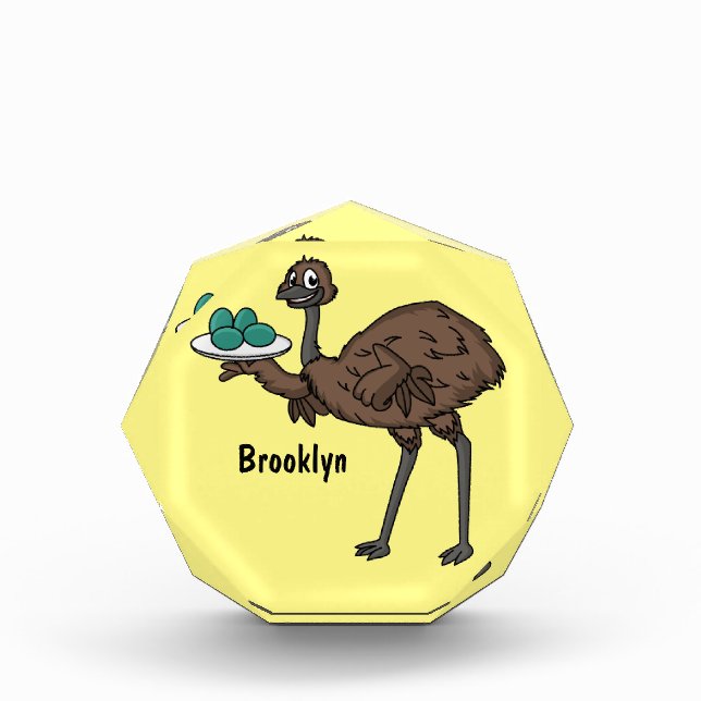 Emu with eggs cartoon illustration photo block (Front)