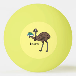 Emu with eggs cartoon illustration ping pong ball