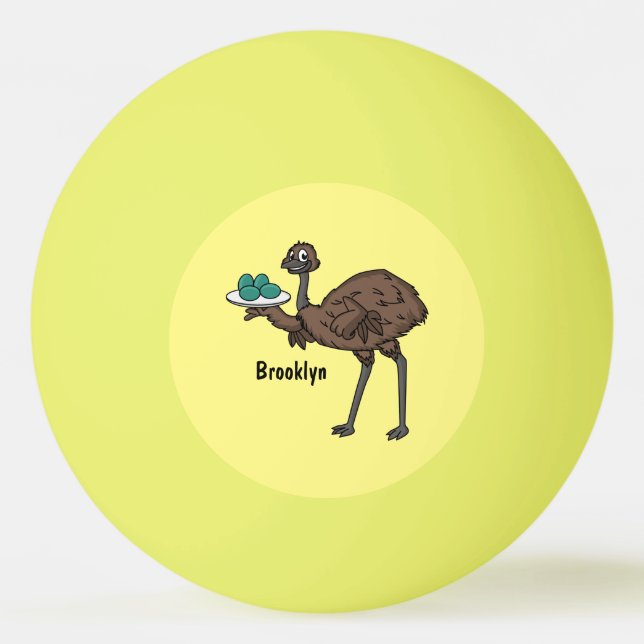 Emu with eggs cartoon illustration ping pong ball (Front)