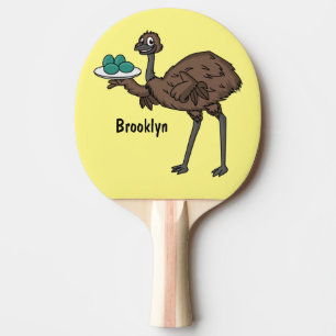 Emu with eggs cartoon illustration ping pong paddle