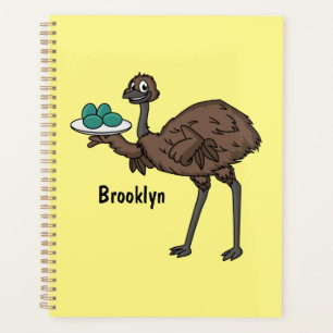 Emu with eggs cartoon illustration planner