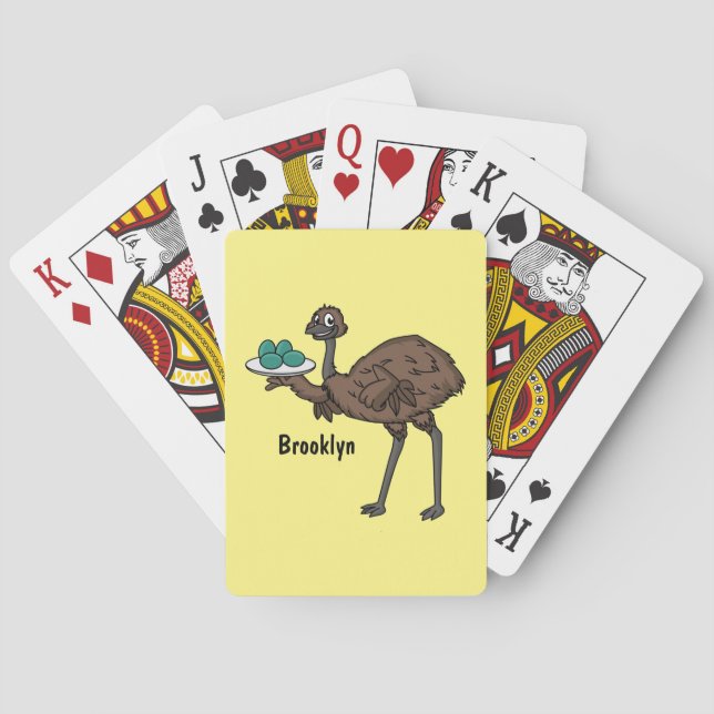 Emu with eggs cartoon illustration  playing cards (Back)