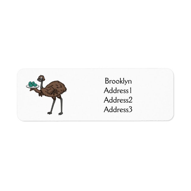 Emu with eggs cartoon illustration return address label (Front)