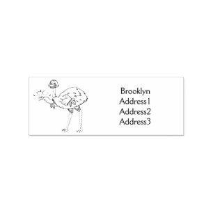 Emu with eggs cartoon illustration rubber stamp