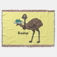 Emu with eggs cartoon illustration
