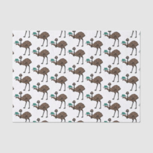 Emu with eggs cartoon illustration tissue paper