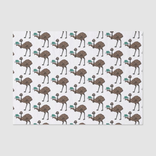 Emu with eggs cartoon illustration tissue paper (Front)