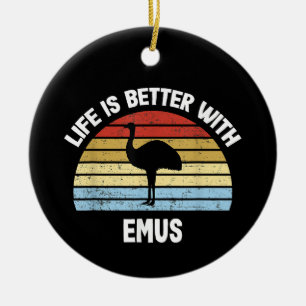 Emu with German Text Das Leben ist besser Ceramic Ornament