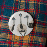 Emus Bird Lovers Illustrated 6 Cm Round Badge<br><div class="desc">Show off your love for emus and other flightless birds with this pin or button. It features realistic style illustration of three emus.</div>