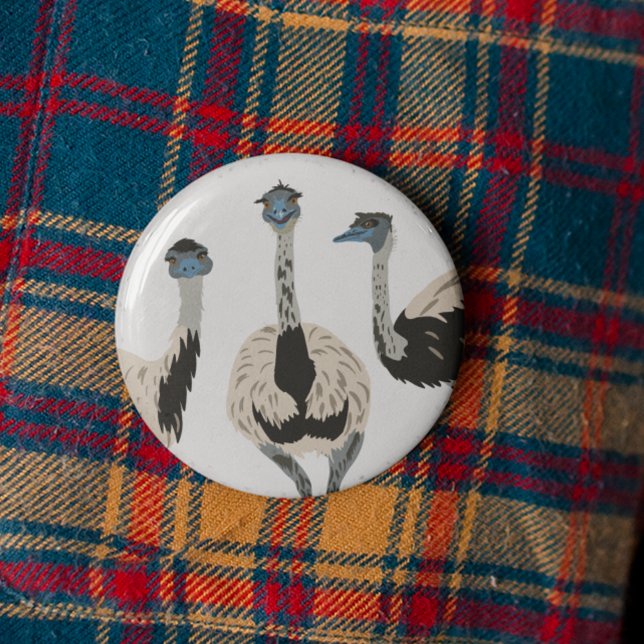 Emus Bird Lovers Illustrated 6 Cm Round Badge (Creator Uploaded)