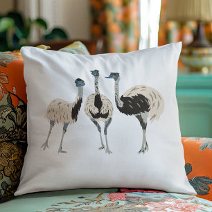 Emus Bird Lovers Illustrated Cushion