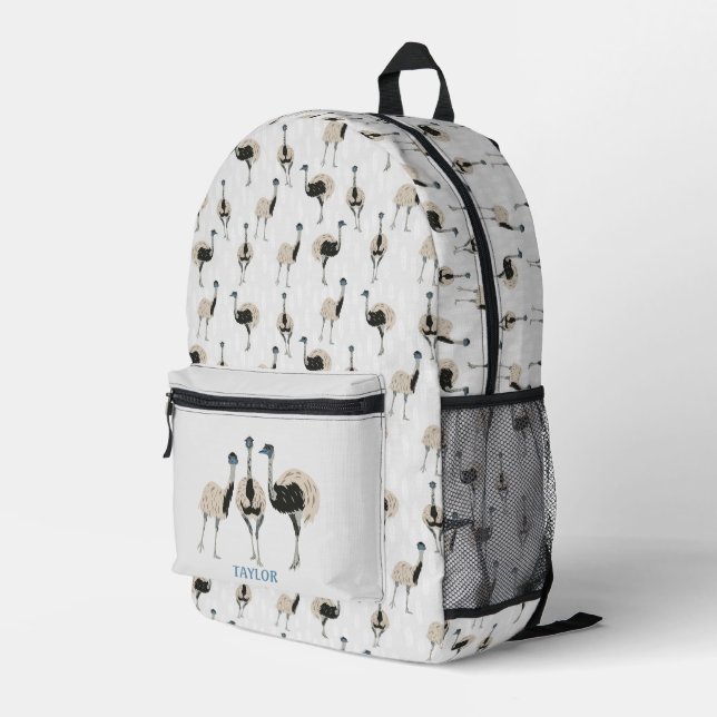 Emus Bird Lovers Personalised Printed Backpack (Back Corner Right)