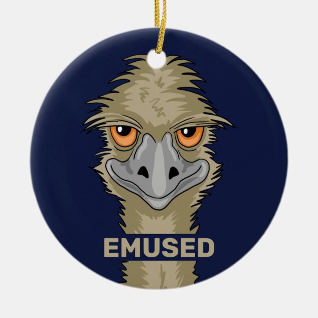 Emused Funny Emu Pun Ceramic Ornament (Front)