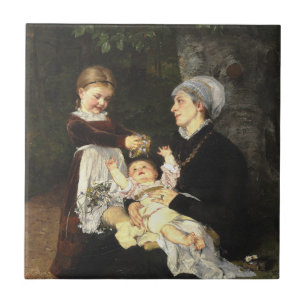 En Ammes Besøg - Bertha Wegmann Fine Art Ceramic Tile