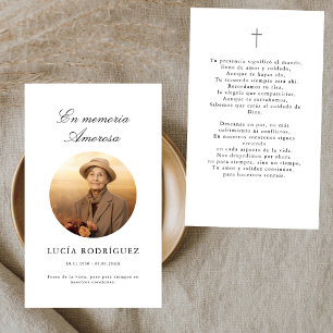 En Memoria   Funeral Prayer Photo Card in Spanish