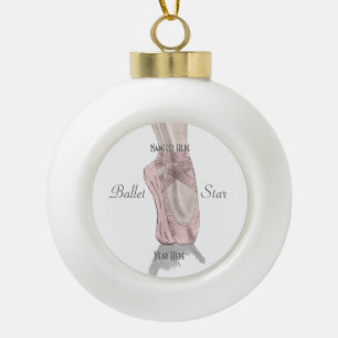 En pointe ceramic ball christmas ornament