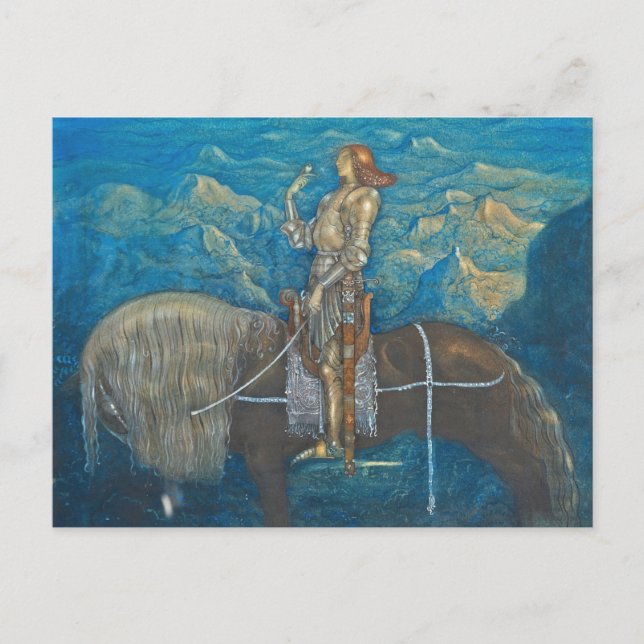 En Riddare Red Fram John Bauer Postcard (Front)