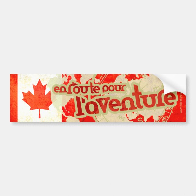 en route pour l'aventure maple leaf car sticker (Front)