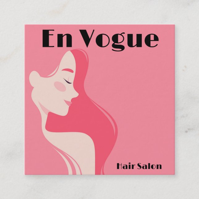 En Vogue Hair Salon Personalise Square Business Card (Front)