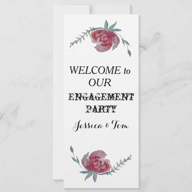 Enagegemnt Party Invitation Card Roses (Front)