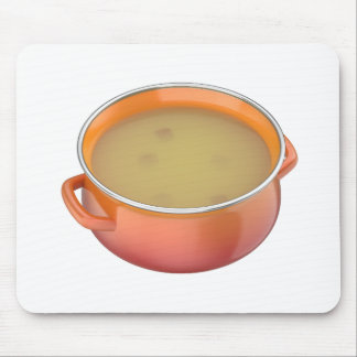 Enamel cooking pot filled with soup mouse pad