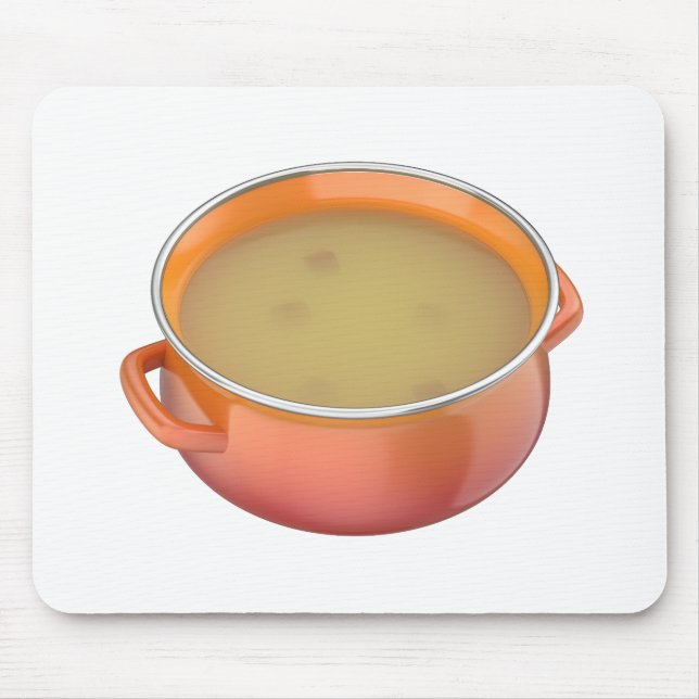 Enamel cooking pot filled with soup mouse pad (Front)