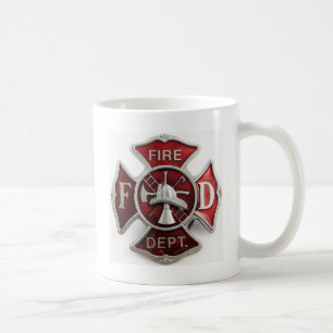 'enamel' fire dept insignia coffee mug