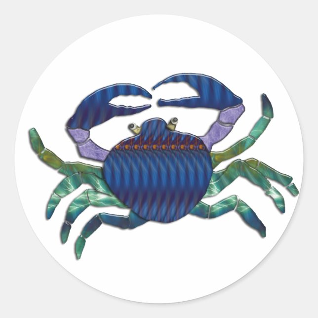 Enameled Blue Crab Classic Round Sticker (Front)
