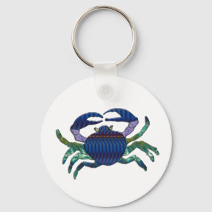 Enameled Blue Crab Key Ring