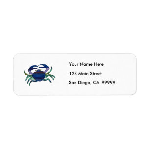 Enameled Blue Crab Return Address Label
