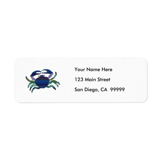Enameled Blue Crab Return Address Label (Front)