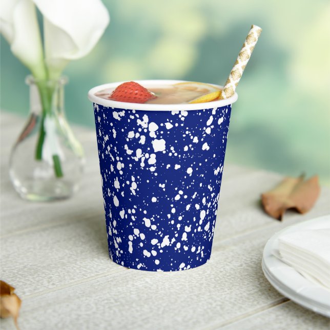 Enamelware splatter camping cup (Insitu)