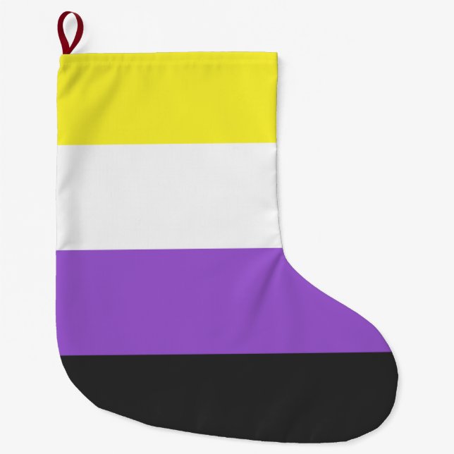 Enby (Non-binary Pride) Flag Large Christmas Stocking (Front)
