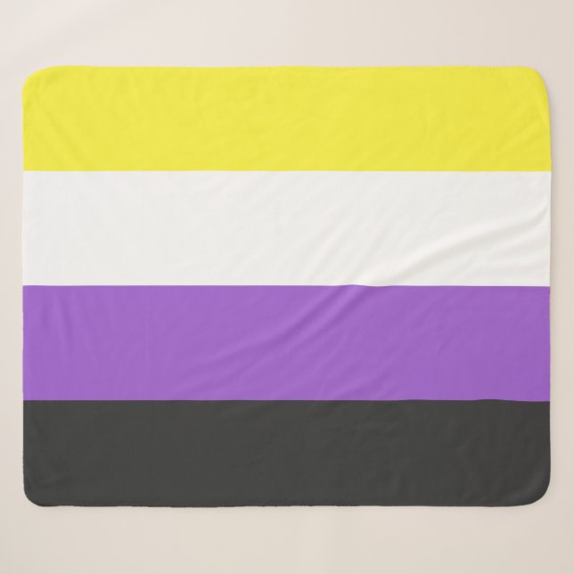 Enby (Non-binary Pride) Flag Sherpa Blanket (Front (Horizontal))