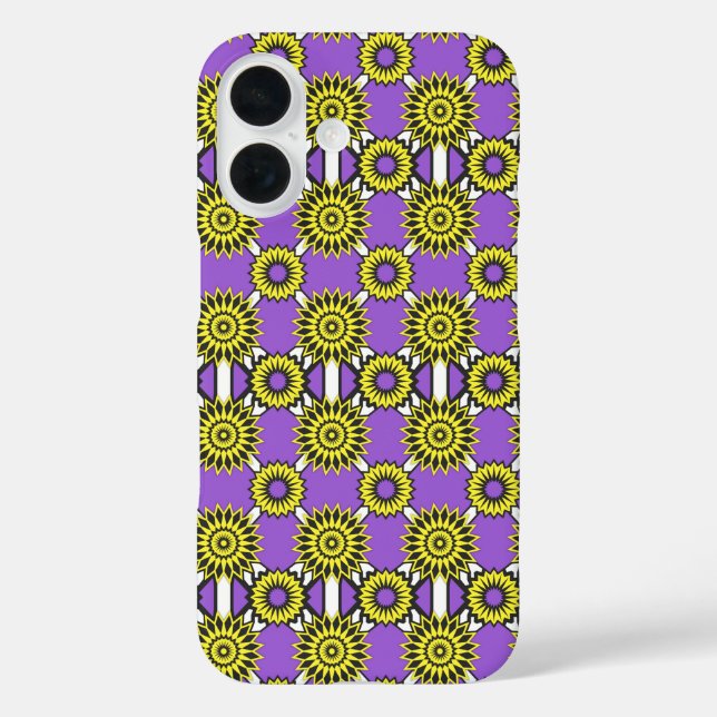 Enby pride colours / purple mirror flower pattern  Case-Mate iPhone case (Back)