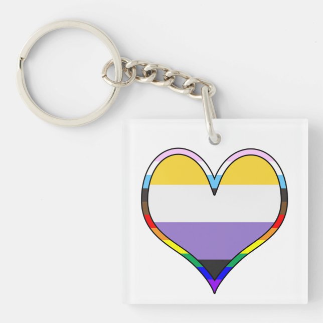 Enby Pride Heart Keychain (Front)