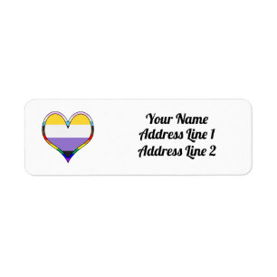 Enby Pride Heart Label Return Address Label