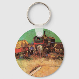 Encampment of Gypsies Caravans by Vincent van Gogh Key Ring