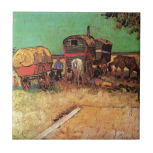 Encampment of Gypsies with Caravans, Van Gogh Tile
