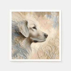 Encaustic Paint Portait of a Golden Retriever Napkin