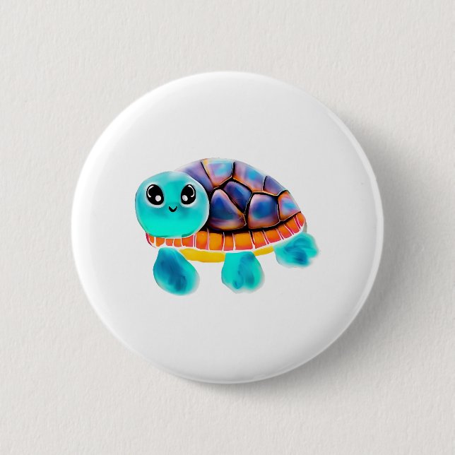 Encaustic painting turtle Copy 6 Cm Round Badge (Front)