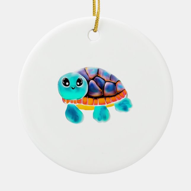 Encaustic painting turtle Copy Ceramic Ornament (Front)