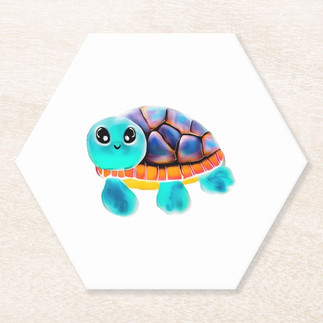 Encaustic painting turtle Copy Paper Coaster (Front)