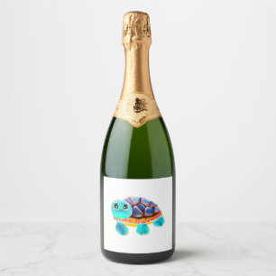 Encaustic painting turtle Copy Sparkling Wine Label